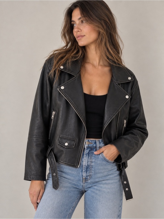 Blank NYC Jackets & Blazers - BLANK NYC Vegan Leather Moto Jacket with Belt